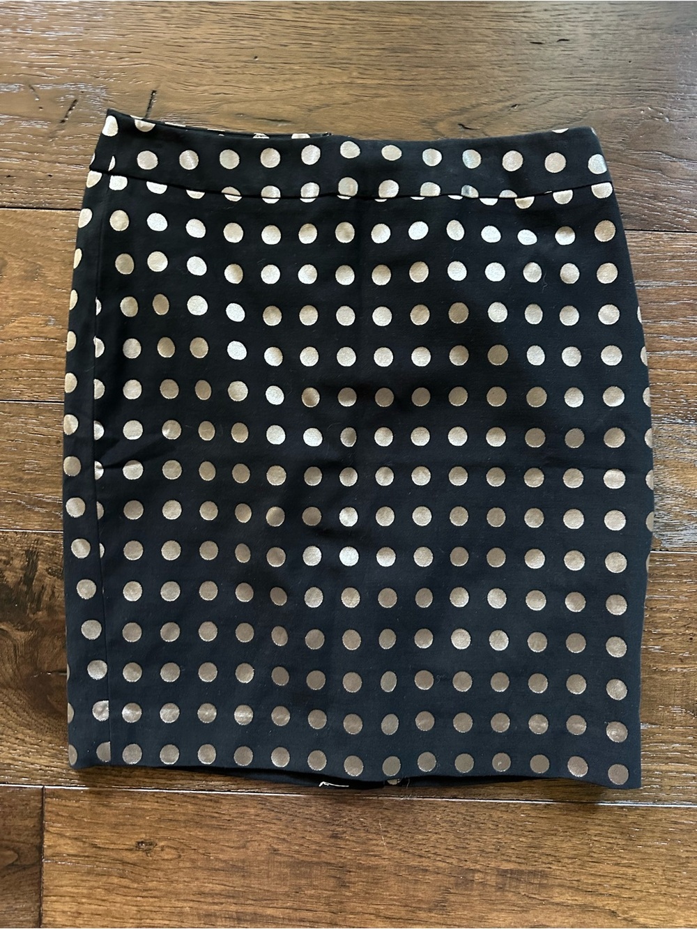 Ann Taylor Black Pencil Skirt with White Polka Dots- size 6P